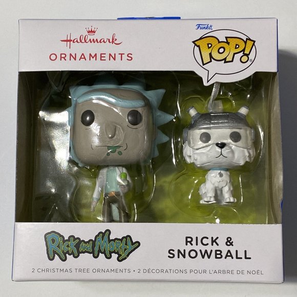 Hallmark Other - 2022 Hallmark Funko Pop! Rick and Morty Rick & Snowball Ornament Set of 2 NEW